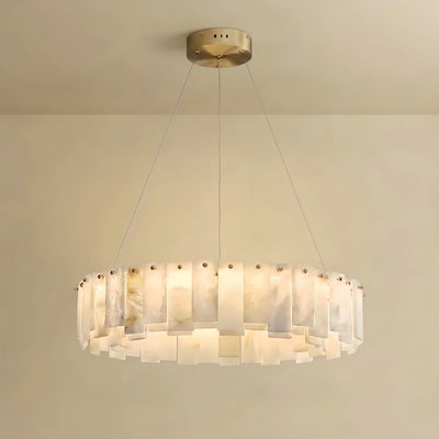 Vivara Luxury Marble Chandelier – Brass Round/Rectangle for Living Room