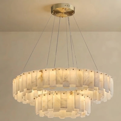 Vivara Luxury Marble Chandelier – Brass Round/Rectangle for Dining Room