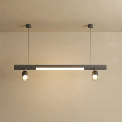 Arcato Modern Linear LED Pendant Light – Black Aluminum with Spotlights for Office / Shop