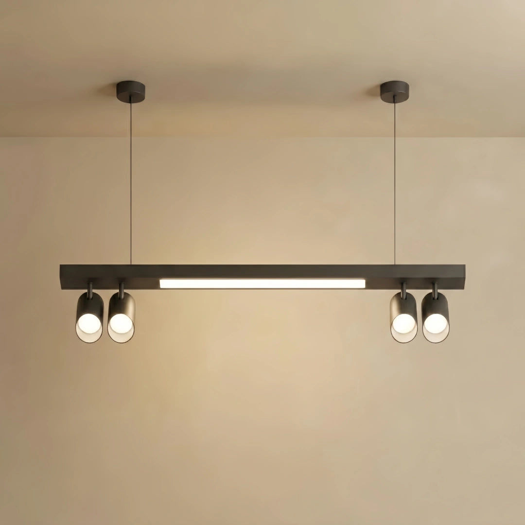 LED Pendant Light – Black Aluminum with Spotlights for Office / Shop