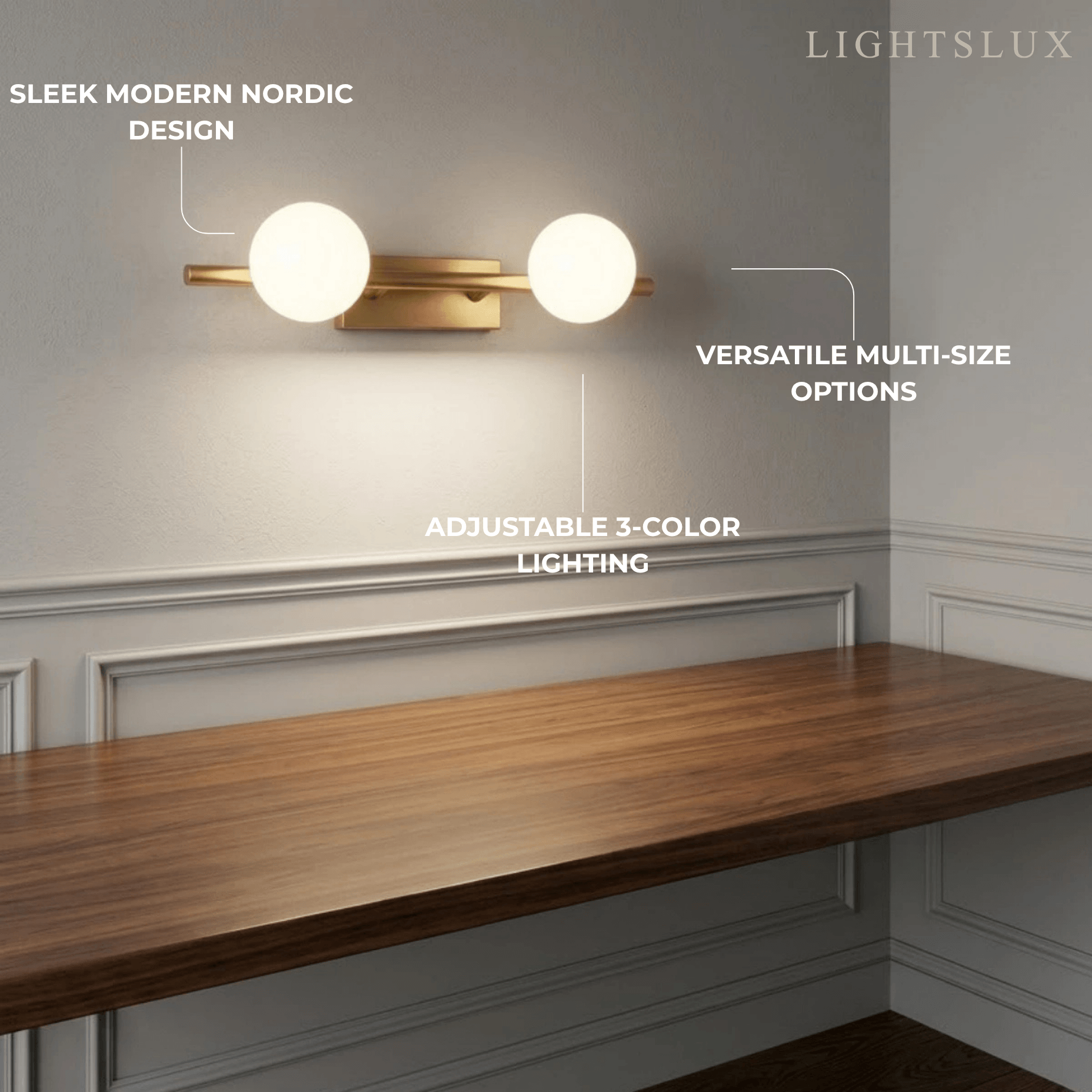 Modern Nordic Wall Lamp — Brass & Glass Milky White