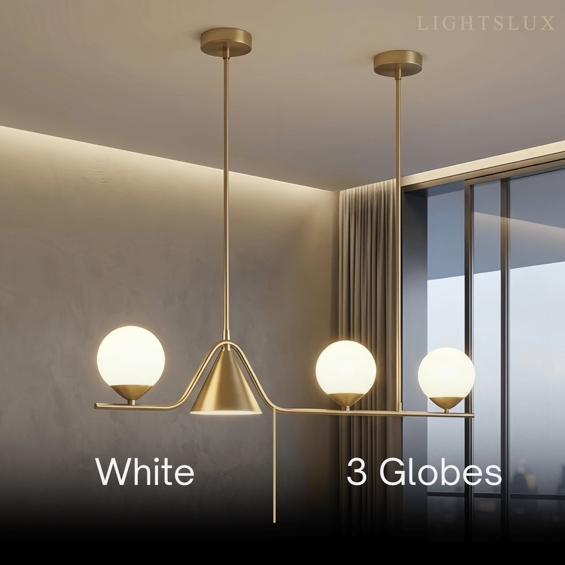 Modern Nordic Pendant Light — Brass & Glass Gold White