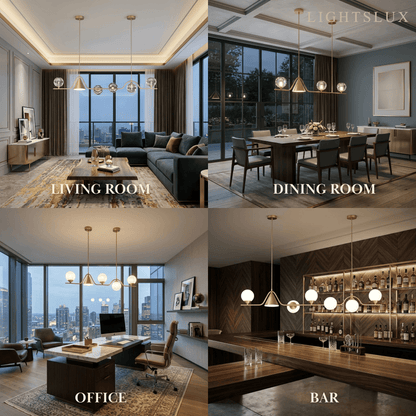 Modern Nordic Pendant Light — Brass & Glass Gold White