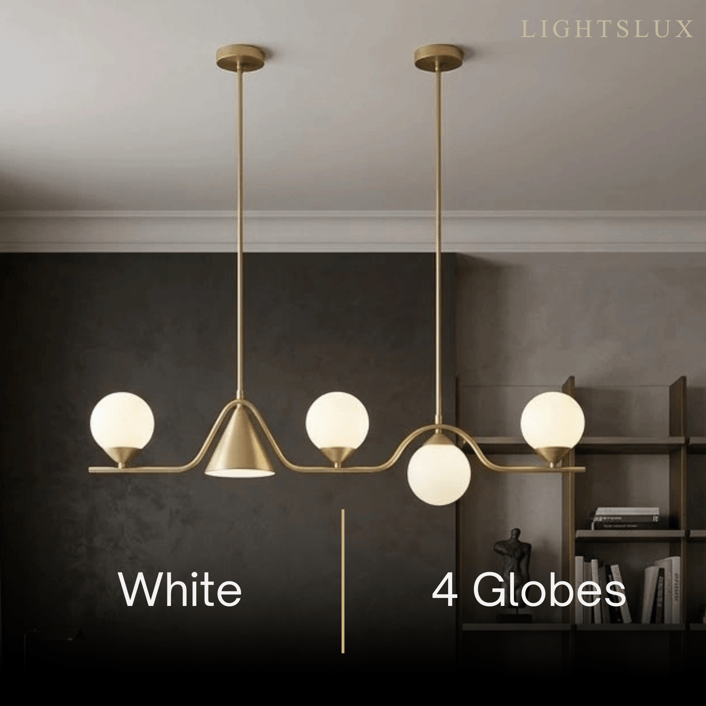 Modern Nordic Pendant Light — Brass & Glass Gold White