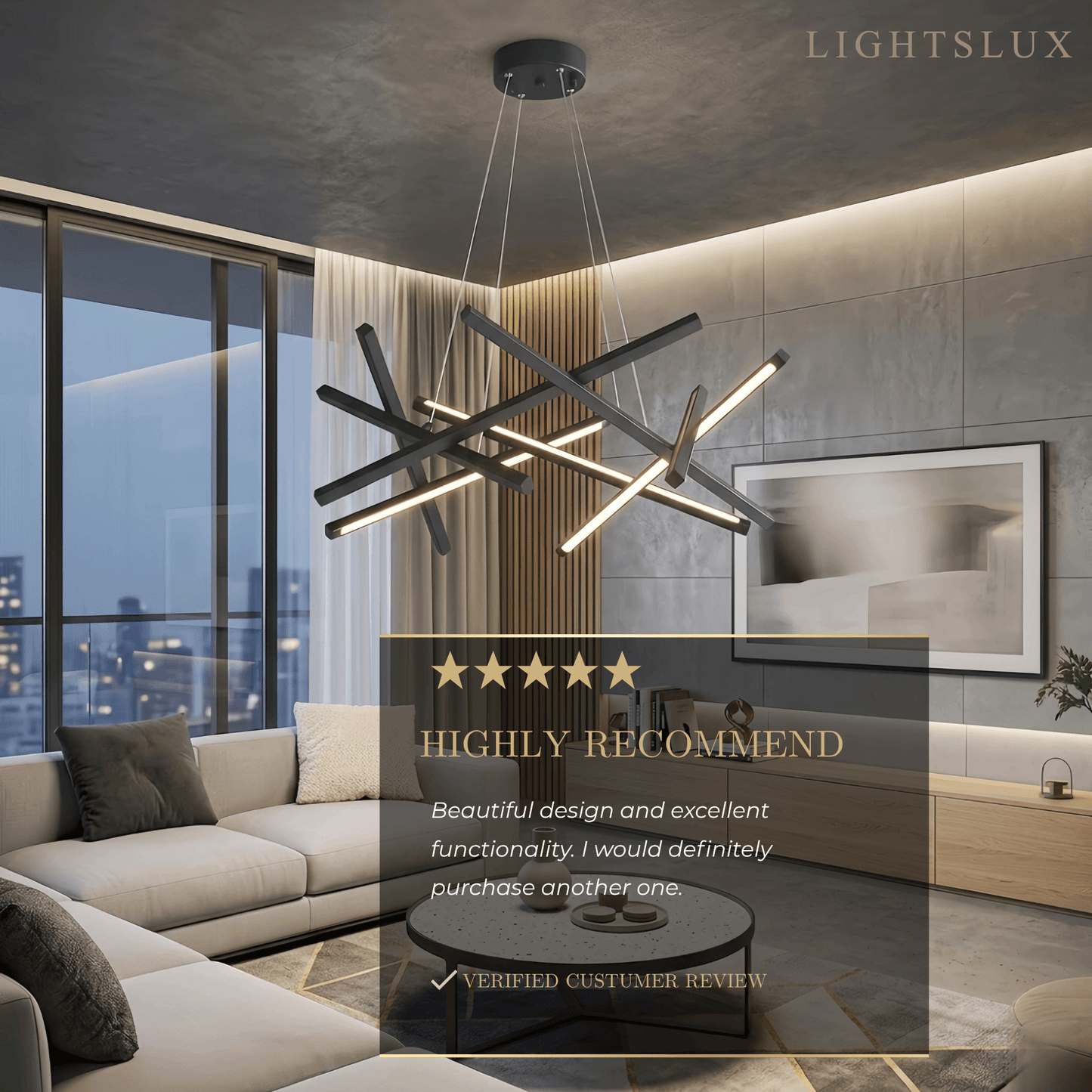 Minimalist Chandelier — Iron & Acrylic Black