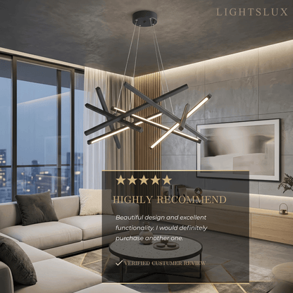Minimalist Chandelier — Iron & Acrylic Black