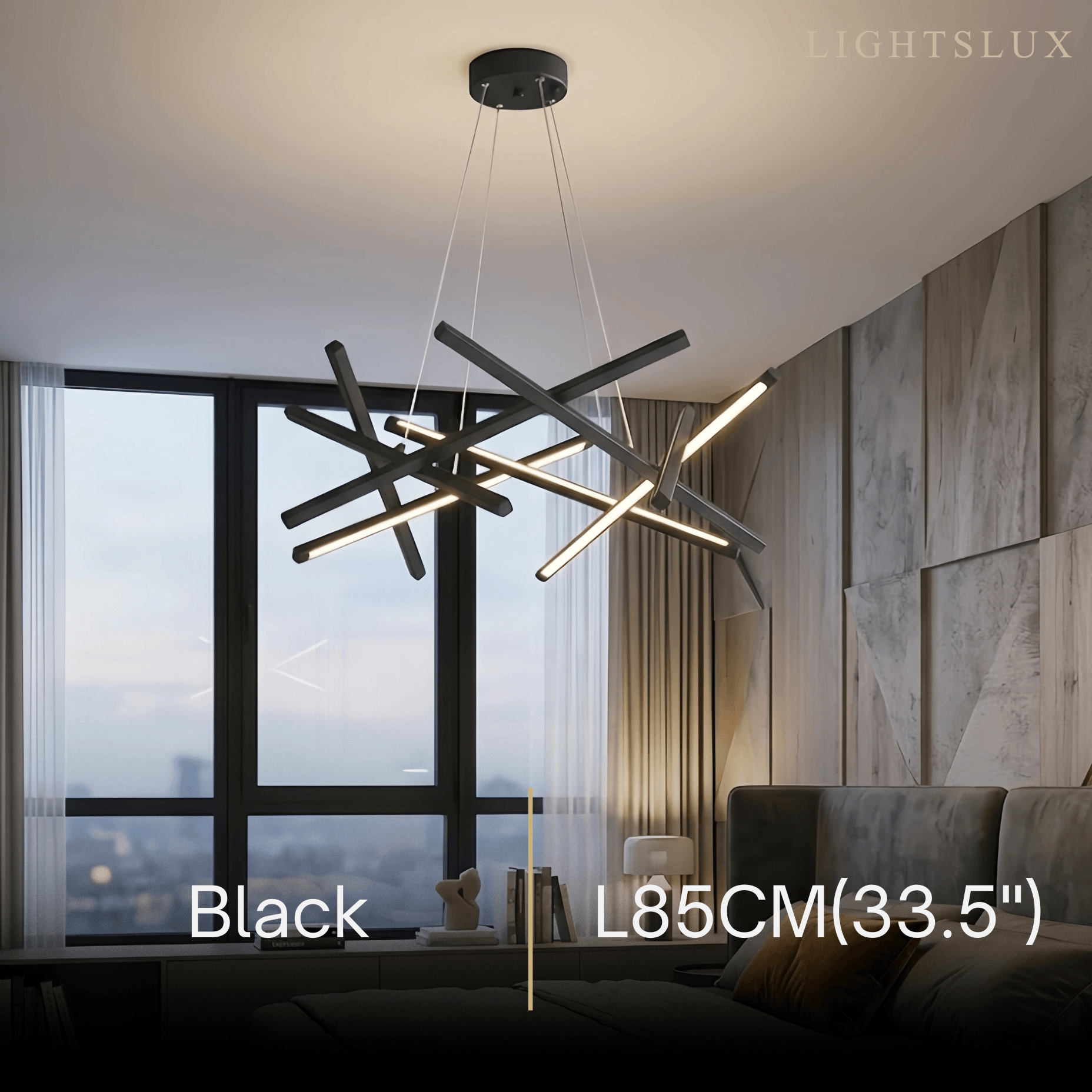Minimalist Chandelier — Iron & Acrylic Black