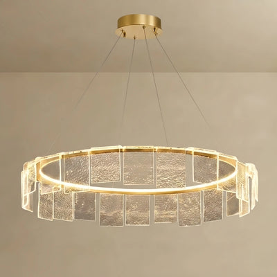 Velora Modern Circular Chandelier – Gold Acrylic Ring for Living Room / Dining Room