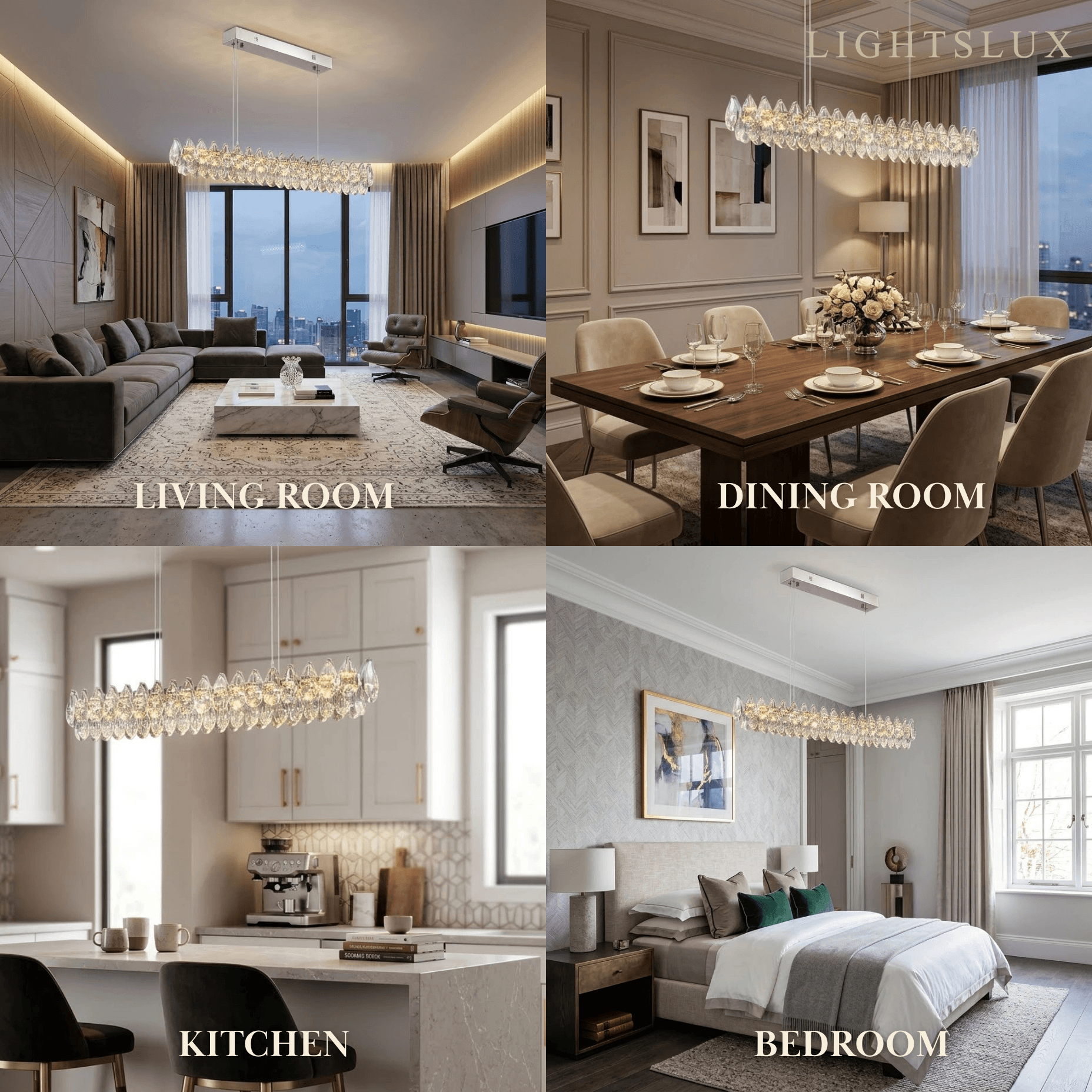 Modern Luxury Pendant Light — Carbon Steel & K9 Crystal Clear