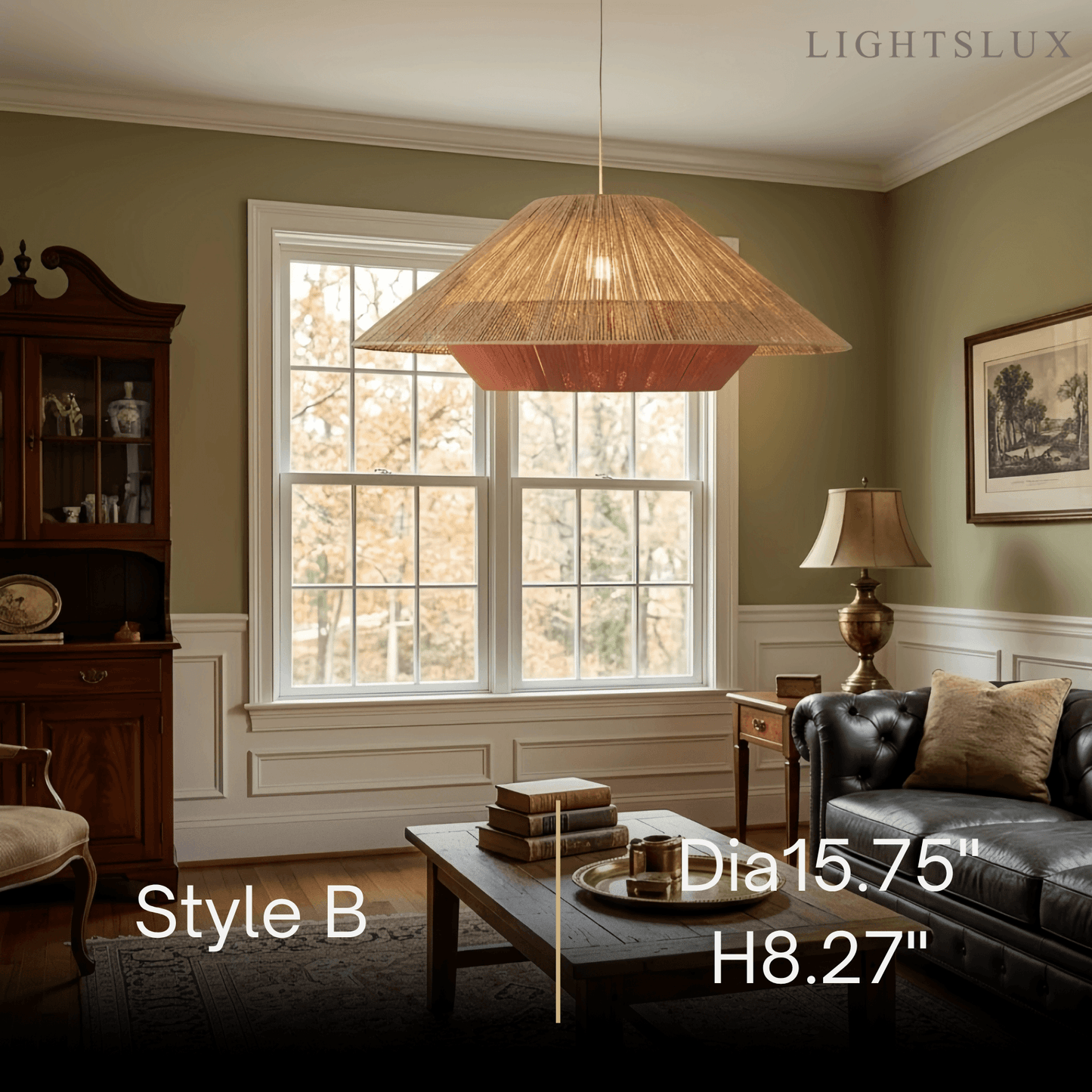 Natural Hemp Rope Pendant Light -- Iron & Linen Color