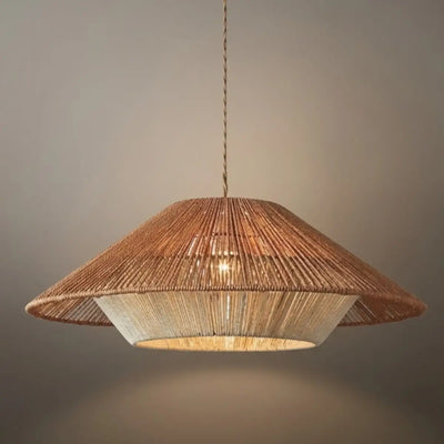 Natural Hemp Rope Pendant Light -- Iron & Linen Color