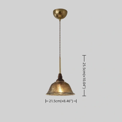 Vintage Pendant Light -- Iron Glass & Walnut Wood