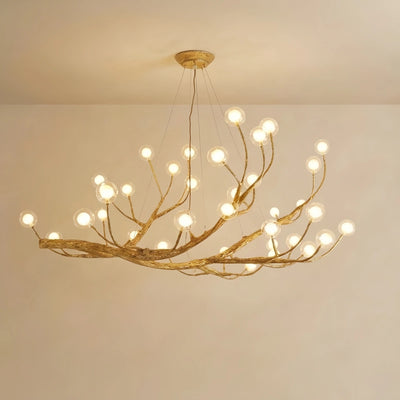  Chandelier -- Wood-Look Resin & Glass for Living Room Dining Room