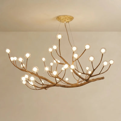 Tree Branch Chandelier -- Wood-Look Resin & Glass for Living Room Dining Room