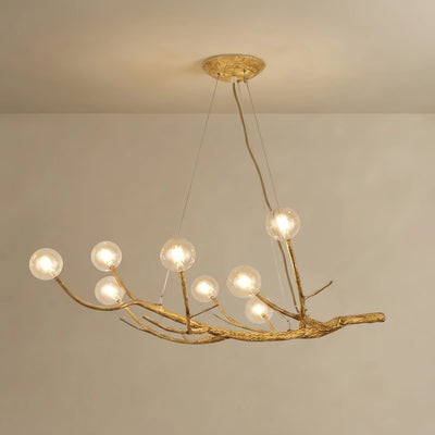  Chandelier -- Wood-Look Resin & Glass for Living Room