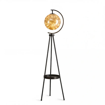 Modern Glass Ball Tripod Floor Lamp with Tray -- Gold or Black