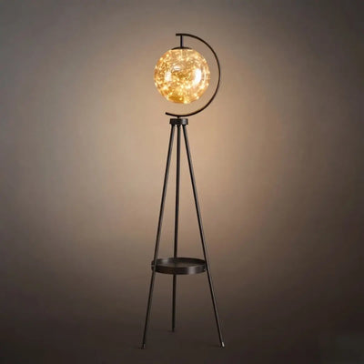 Modern Glass Ball Tripod Floor Lamp with Tray -- Gold or Black