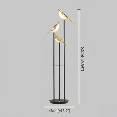 Nordic Floor Lamp with Adjustable Heads -- Black & Gold Iron Acrylic
