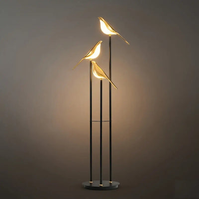 Nordic Floor Lamp with Adjustable Heads -- Black & Gold Iron Acrylic