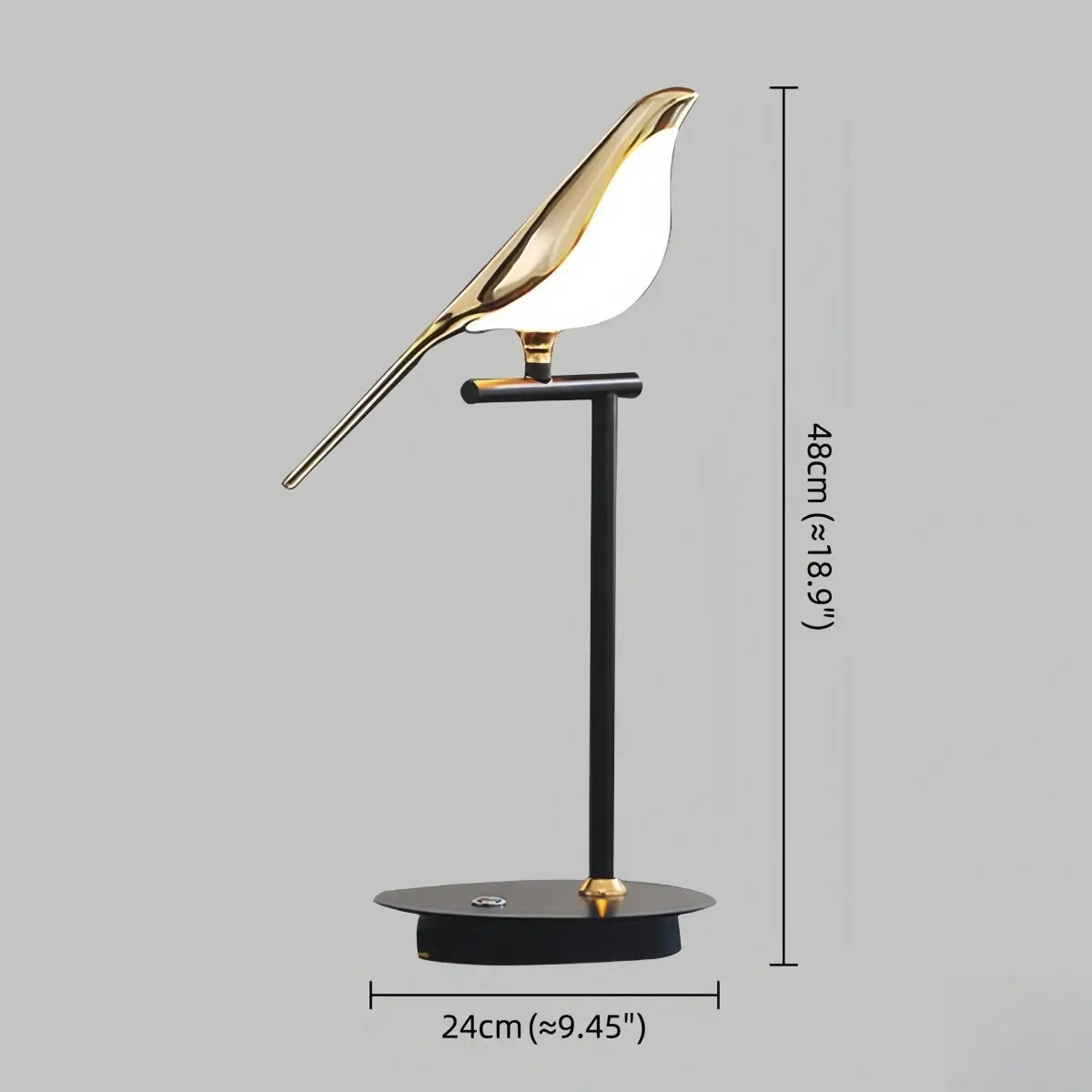 Modern Acrylic Bird Table Lamp -- Adjustable Black & Gold 