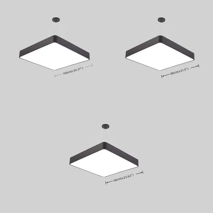 Modern Square Pendant Light -- Black Iron Acrylic
