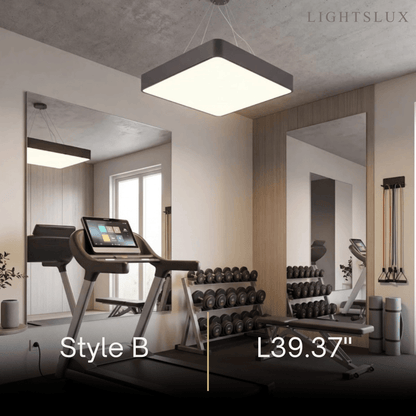Modern Square Pendant Light -- Black Iron Acrylic