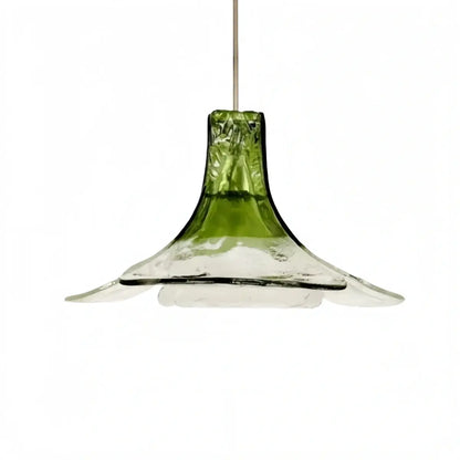 Modern Flower Glass Pendant Light -- White/Green/Smoked