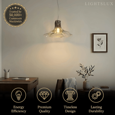 Modern Flower Glass Pendant Light -- White/Green/Smoked