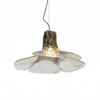 Modern Flower Glass Pendant Light -- White/Green/Smoked