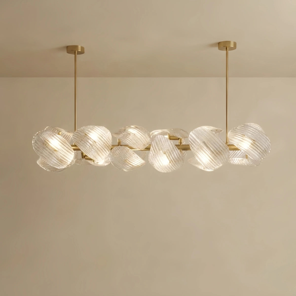 Lunara Elegant Petal Glass Chandelier -- Round or Linear for Bedroom 