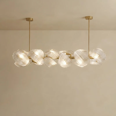 Lunara Elegant Petal Glass Chandelier -- Round or Linear for Bedroom 