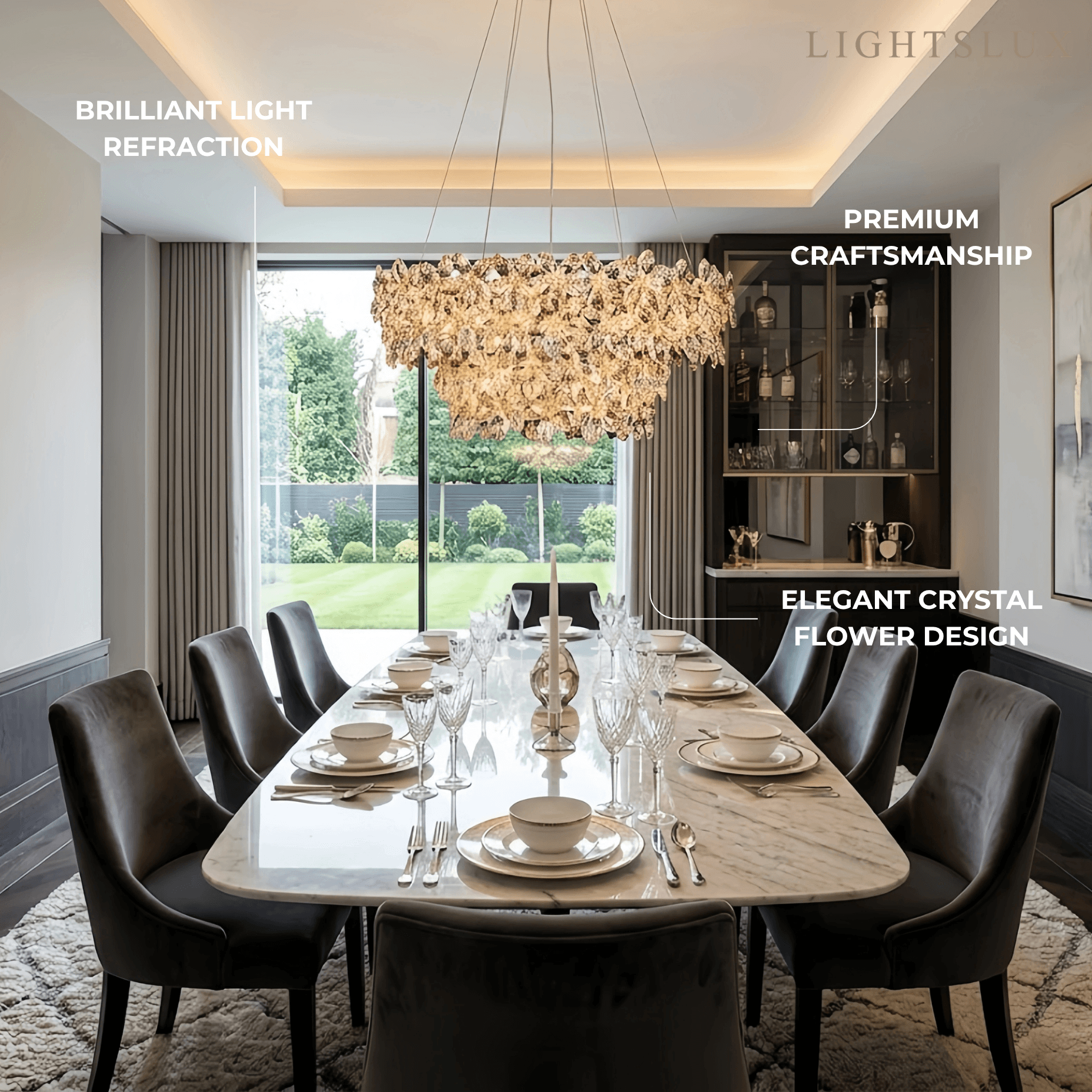 Excelis Luxury Crystal Flower Chandelier