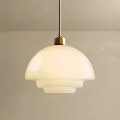 Vetro Minimalist Milk Glass Dome Pendant Light -- Frosted White 