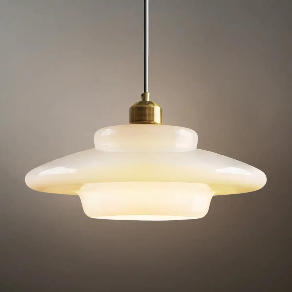 Minimalist Milk Glass Dome Pendant Light -- Frosted White