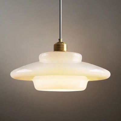 Minimalist Milk Glass Dome Pendant Light -- Frosted White
