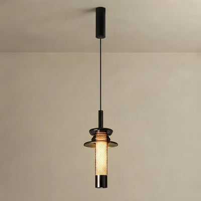 Vetro Modern Layered Pendant Light -- Black Metal & Glass for Dining Room Bedroom