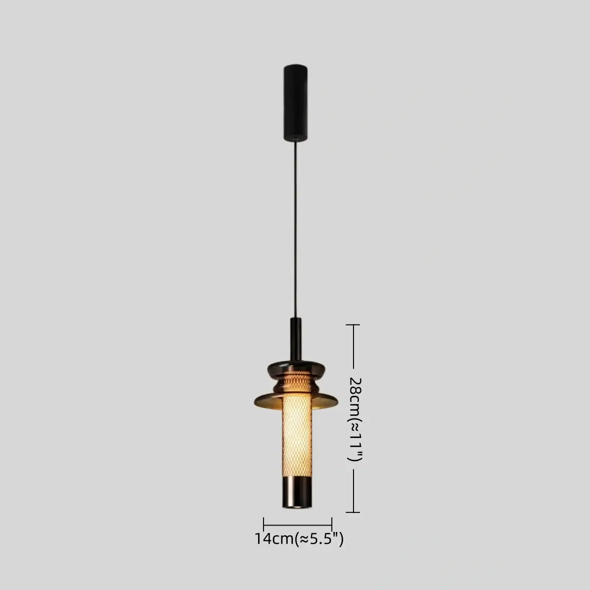 Modern Layered Pendant Light -- Black Metal & Glass