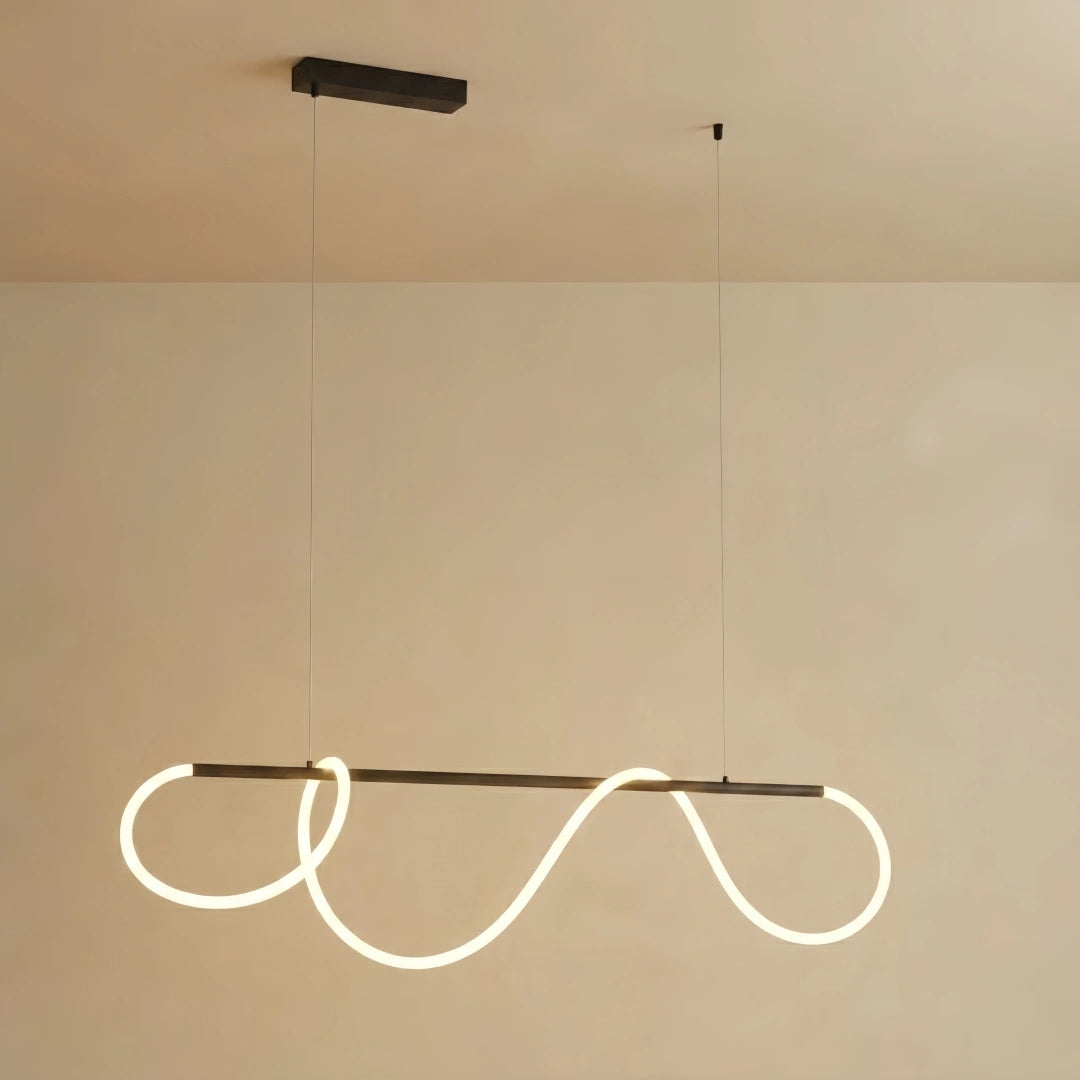Minimalist Linear Chandelier – Brass Rope Black for Dining Room / Bathroom
