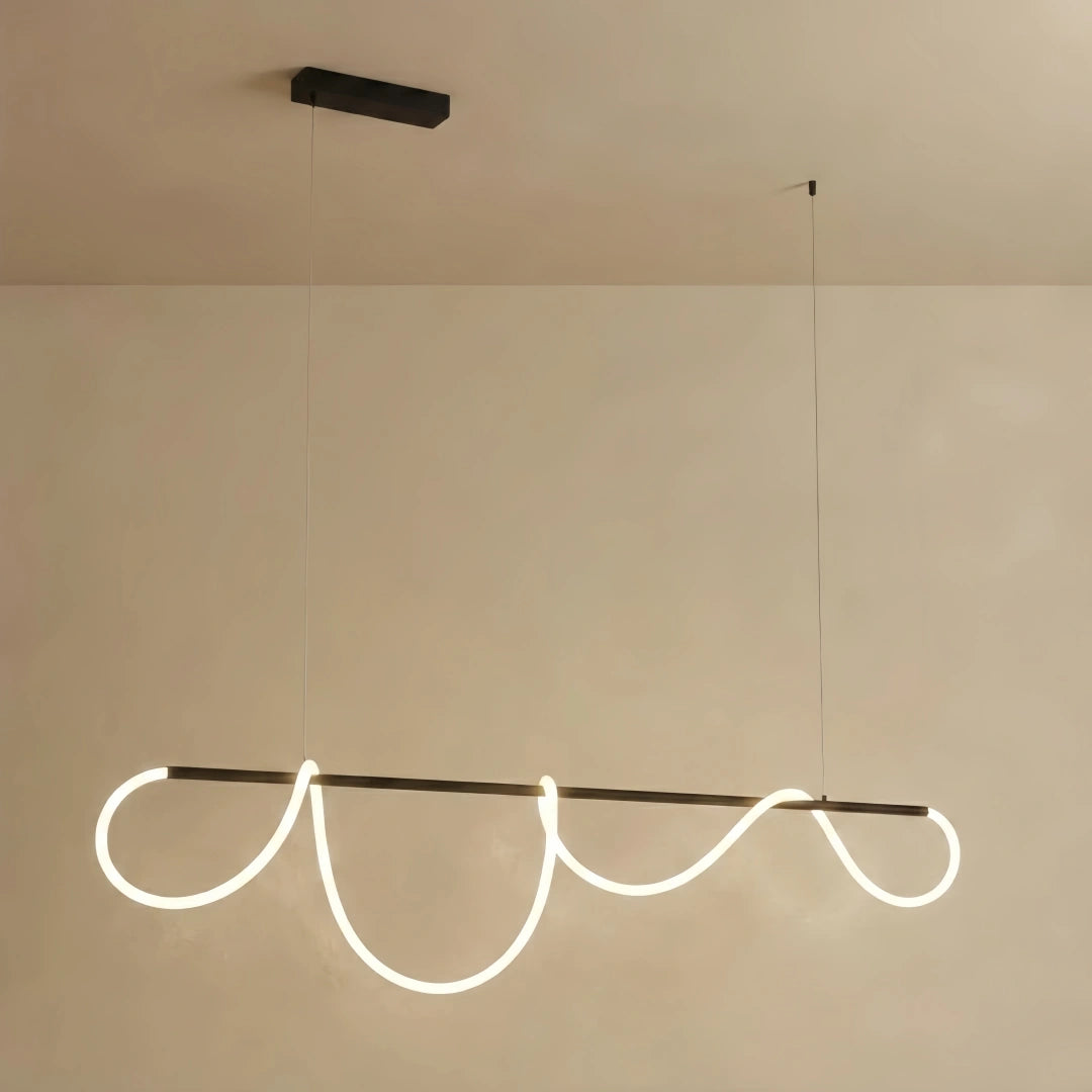 Linear Chandelier – Brass Rope Black for Dining Room / Bathroom