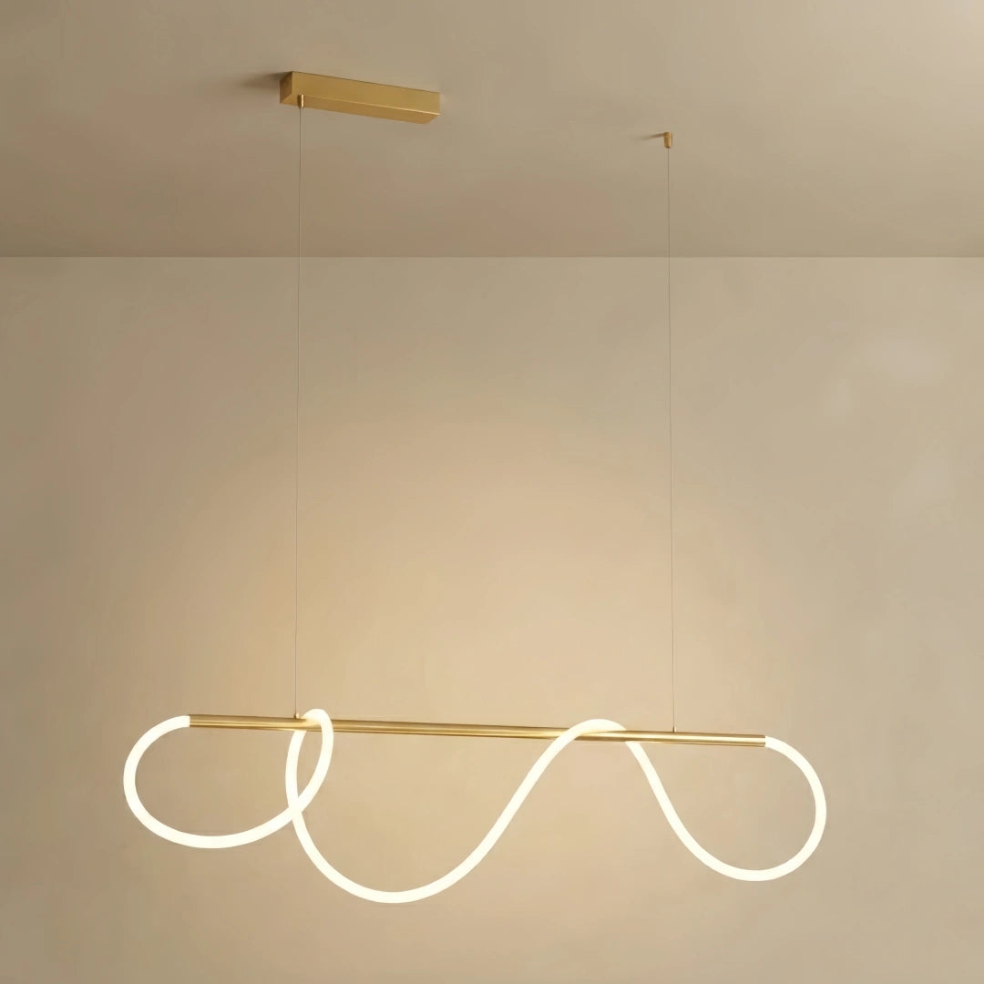 NW229Arcato Minimalist Linear Chandelier – Brass Rope Gold for Dining Room / Bathroom