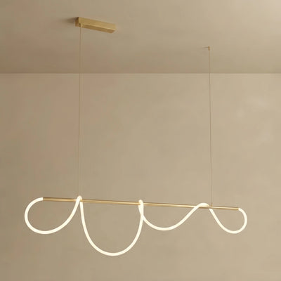 Arcato Minimalist Linear Chandelier – Brass Rope Gold forBathroom