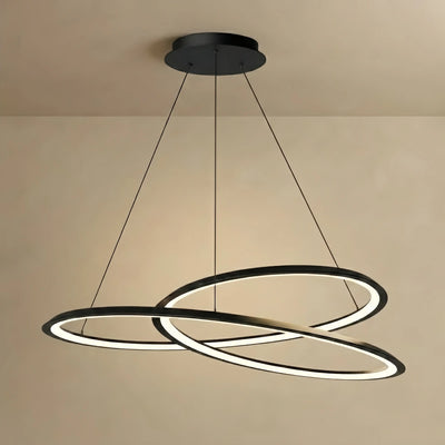 Arcato Nordic Swirl Chandelier – Black Metal Sculptural Design for Living Room / Dining Room