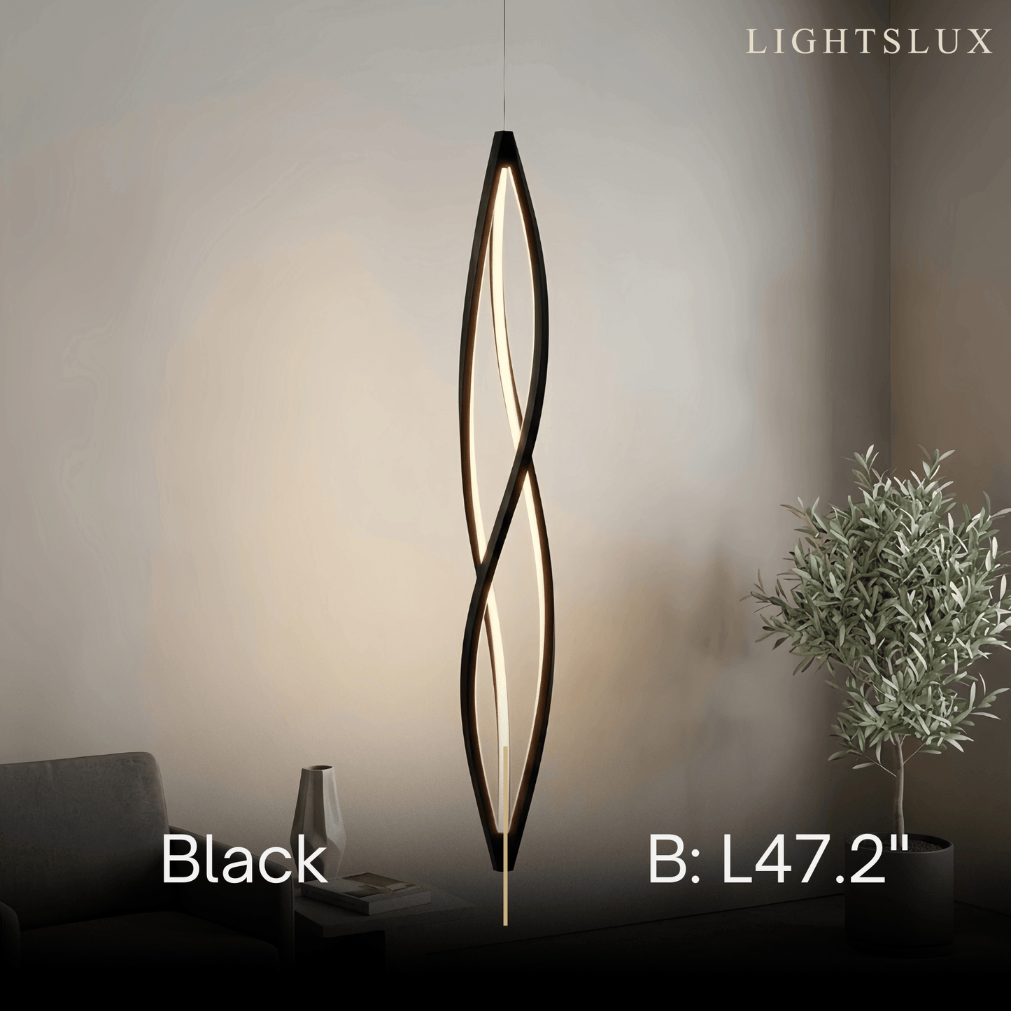 Arcato Art Deco Helix Pendant Light – Black/White Aluminum for Dining Room / Staircase