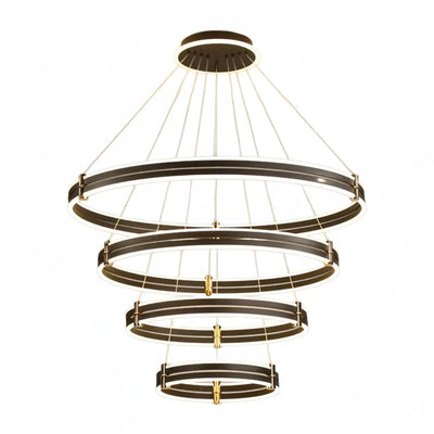 Modern Tiered Circular Chandelier -- Black Metal Rings