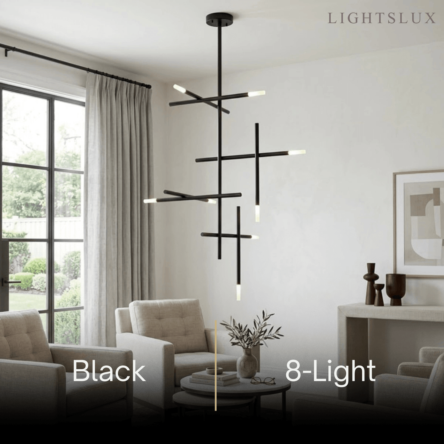 Modern Stick Chandelier -- Metal Gold or Black