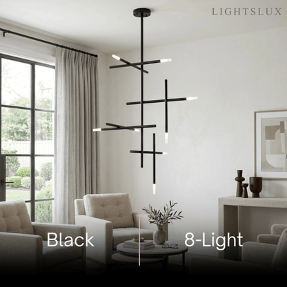 Modern Stick Chandelier -- Metal Gold or Black
