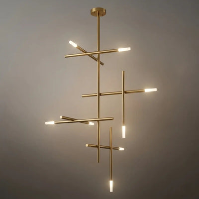 Modern Stick Chandelier -- Metal Gold or Black