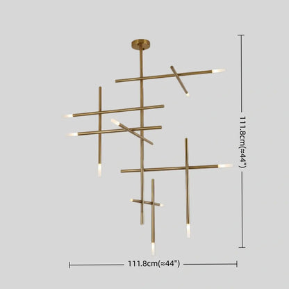 Modern Stick Chandelier -- Metal Gold or Black