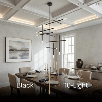 Modern Stick Chandelier -- Metal Gold or Black