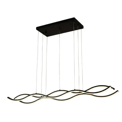 Modern Wavy Pendant Light -- Acrylic & Metal Black/White/Gold